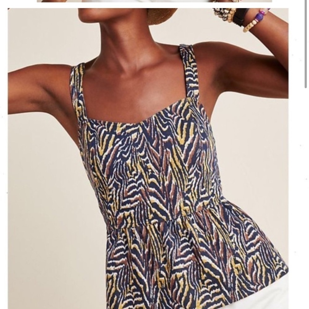 Anthro Navy Jaime Zebra Print Peplum Top - image 2